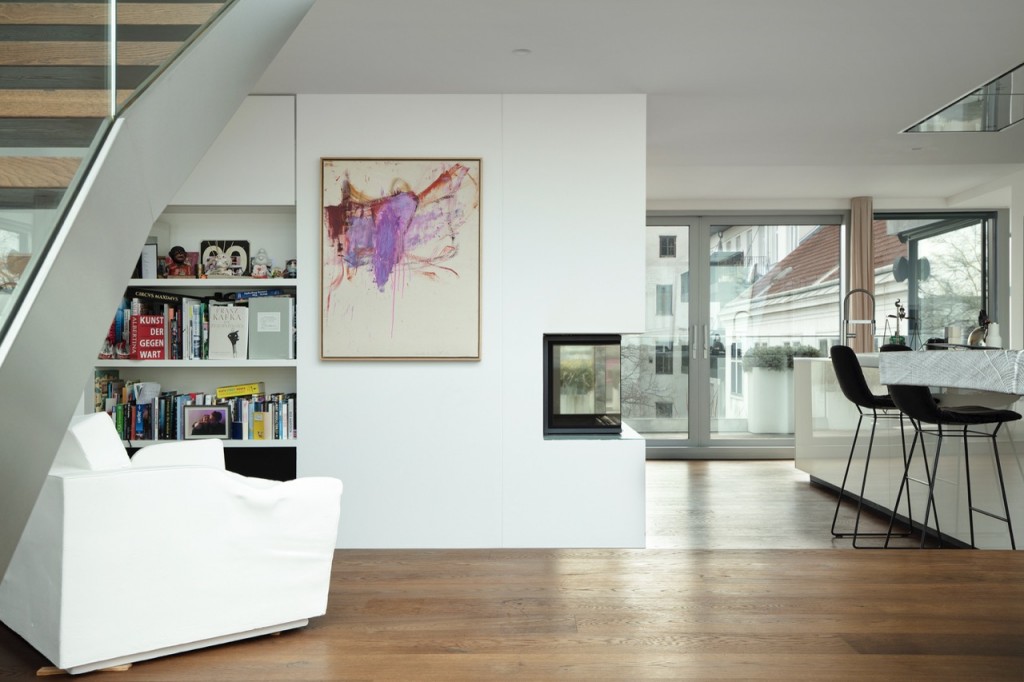 A painting by Martha Jungwirth, accompanied by a sculpture (chair) by Erwin Wurm. Photo: Andrew Pharaoh. Courtesy of AnderlWeber Collection