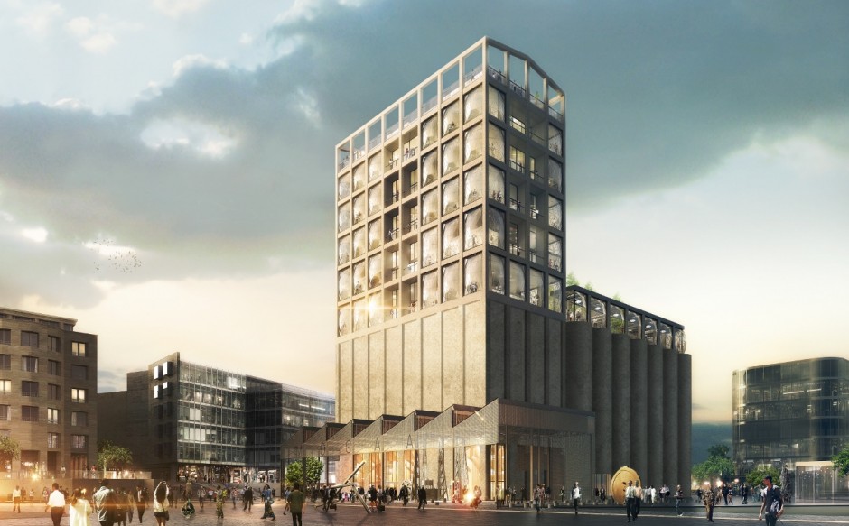 Zeitz MOCAA Exterior. Rendering of the exterior of the Zeitz Museum of Contemporary Art Africa. Courtesy of Jochen Zeitz.