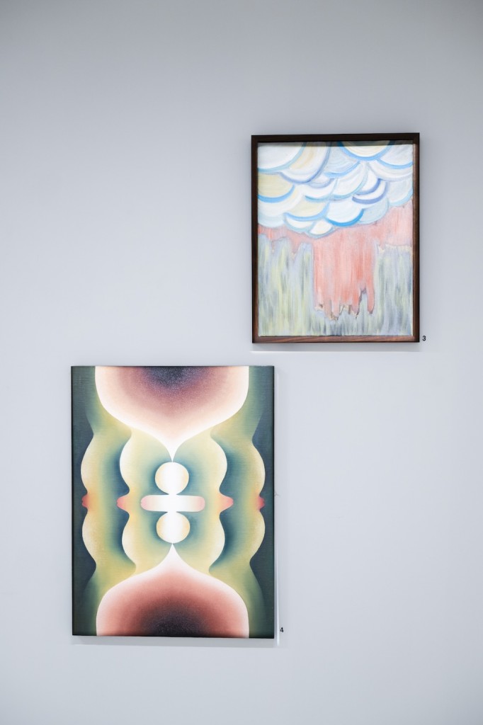 Two works by Mariana Perez Simao and Loie Hollowell at "Visual Rhythms" exhibition in Gary Nader Art Centre