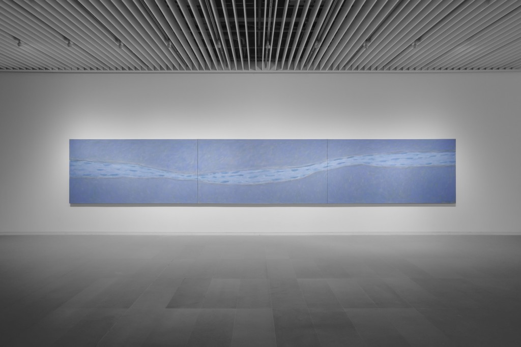 Endless river, 2024, Oil on Canvas, 300 x 150cm x 3. Solo Exhibition “The Quiet Sublime” by Wang Yizhou, Aurora Museum, Shanghai, 2026. Courtesy of the artist, Aurora Museum and Moodsea Gallery