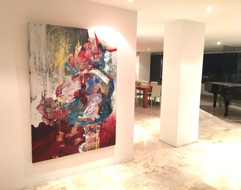 A piece by Hermann Mejia displayed at home interior. Courtesy of Antonio Mugica.
