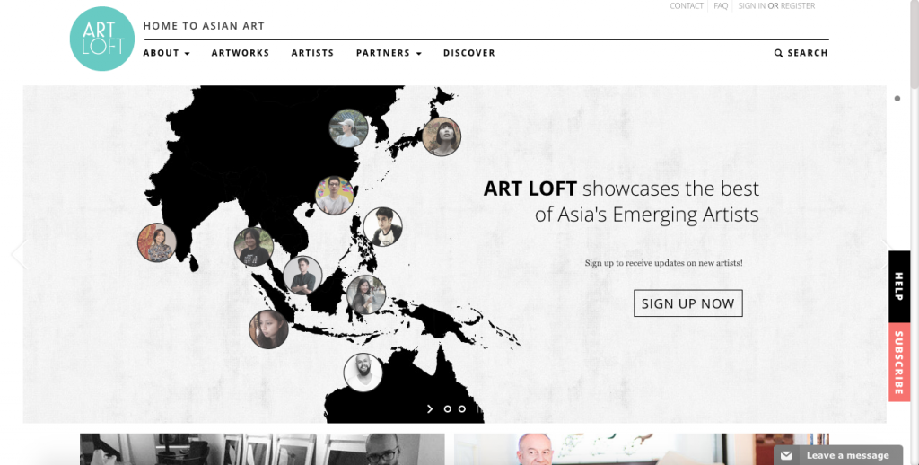 Screenshot of ArtLoft’s website. Courtesy of Larry’s List.