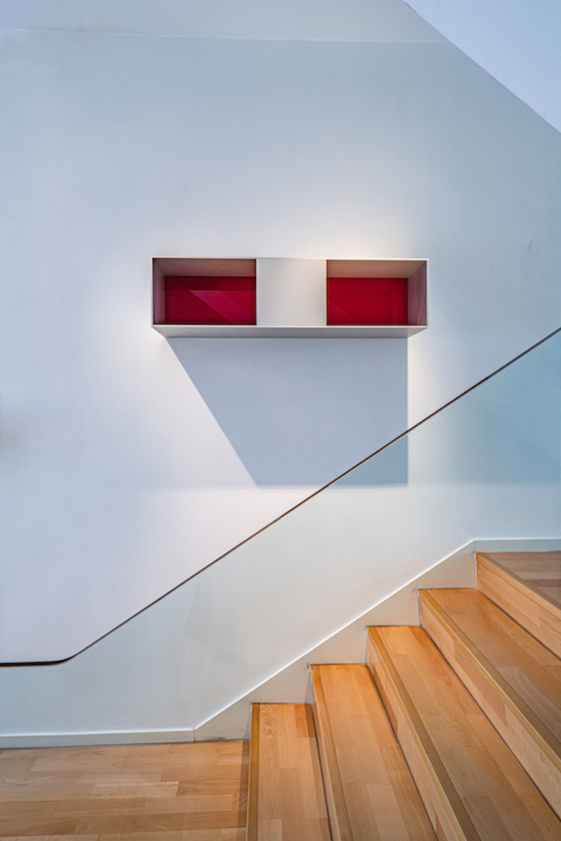 A work by Donald Judd above the stairs. Photo: TR_ConceptnVisual. Courtesy of Evan Chow.