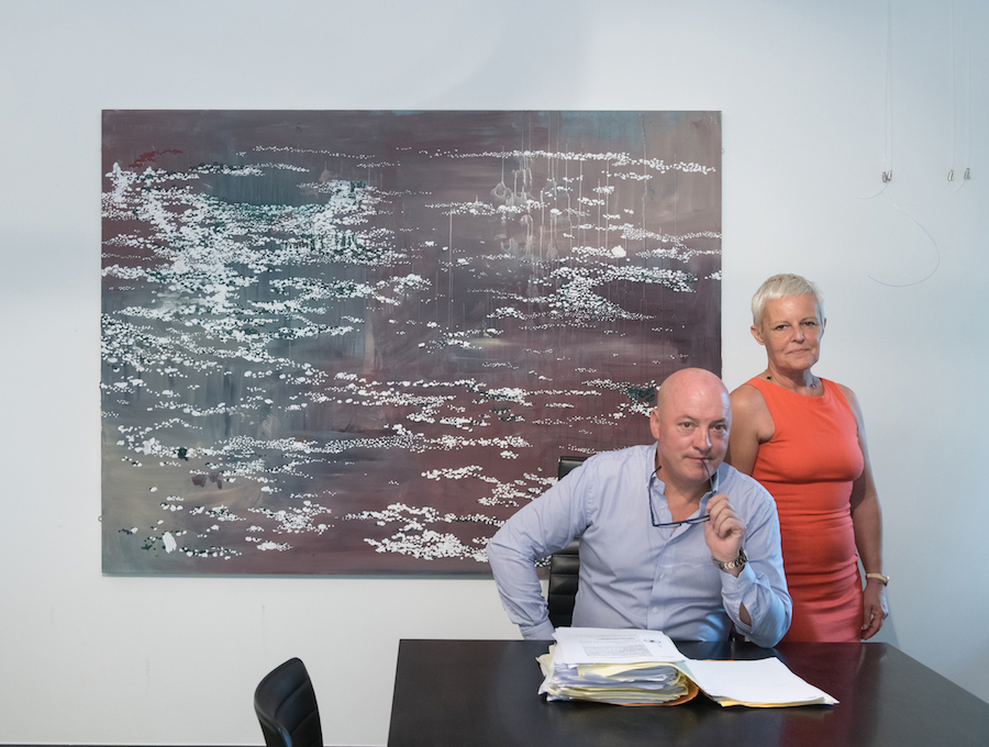 Sabine and Rik Depla-Lantsoght in front of a work by Marina Rheingantz. Courtesy of Sabine and Rik Depla-Lantsoght.