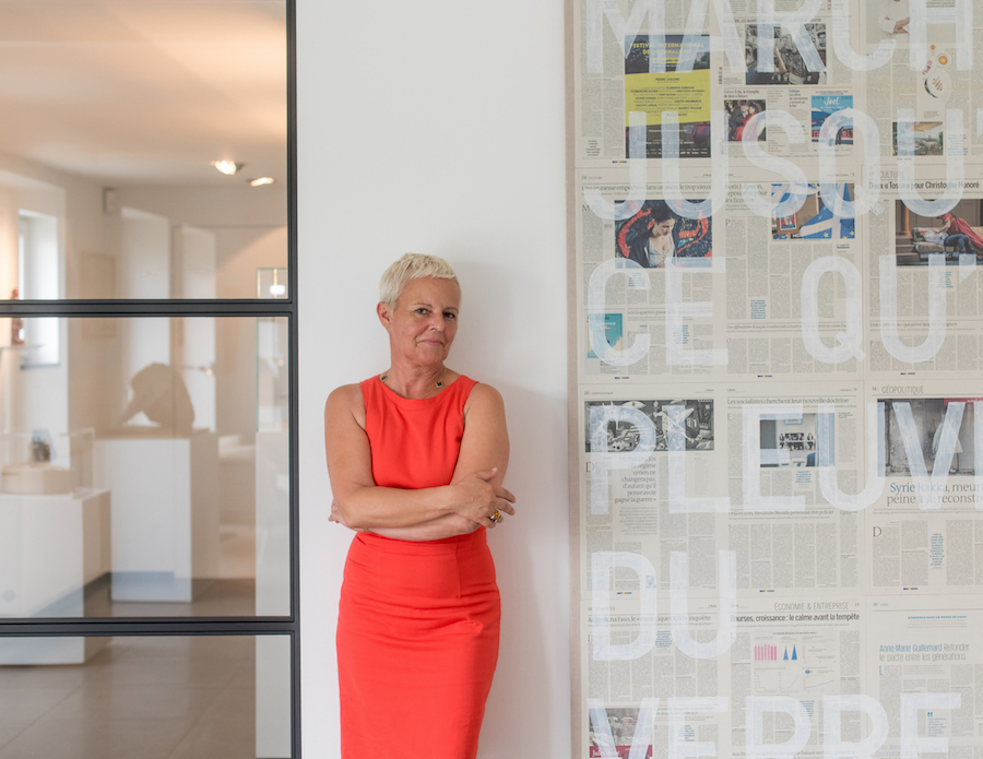 Sabine Depla-Lantsoght next to a work by Rirkrit Tiravanijaa. Courtesy of Sabine and Rik Depla-Lantsoght.