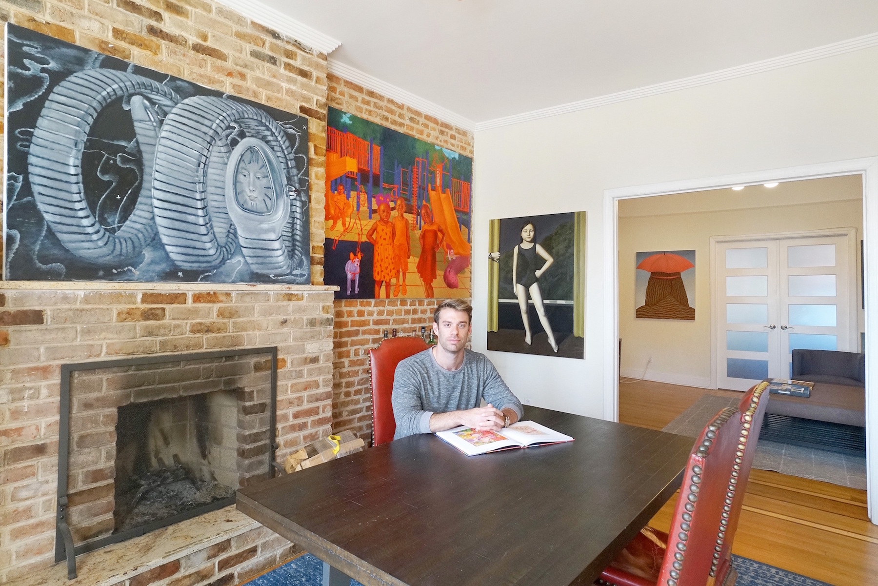In the dining room: (left to right) Issy Wood, Arcmanoro Niles, Anna Weyant, and Julie Curtiss. Courtesy of Jonathan Travis