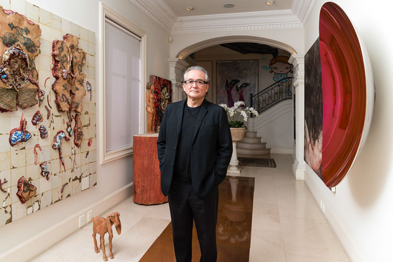 Adriana Varejão left, Carl Andre on the floor, Anish Kapoor right. Photo: Fernando Chaves. Courtesy of Ricard Akagawa.