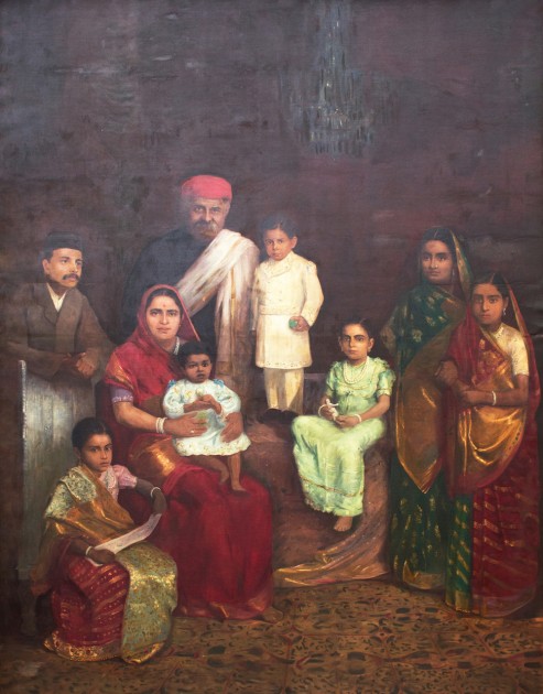 Family portrait of Sir Chinubhai Baronet, by Fyzee Rahamin, 1910 CE. Courtesy of Anil Relia. 