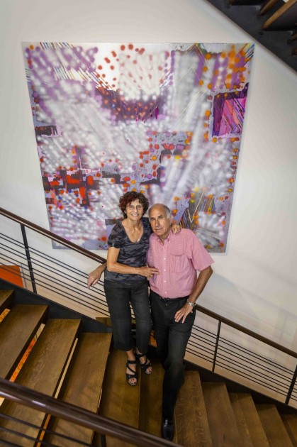 Collectors Susan and Michael Hort with a painting by the artist Keltie Ferris, .