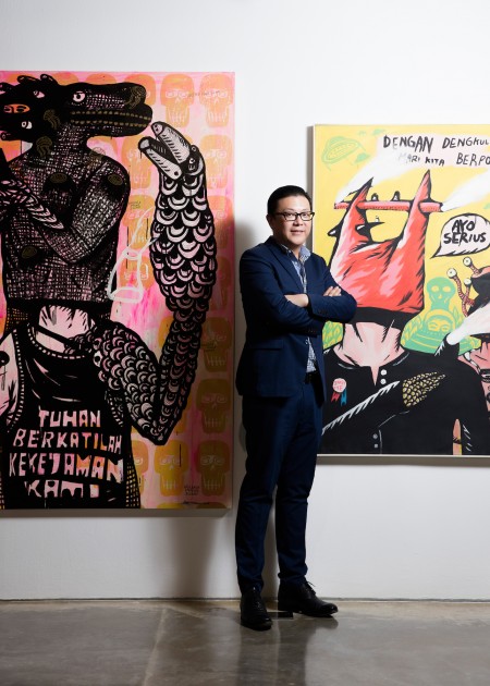 Artworks by Eko Nugroho at the back of Indonesian collector Tom Tandio. Courtesy of Tom Tandio.