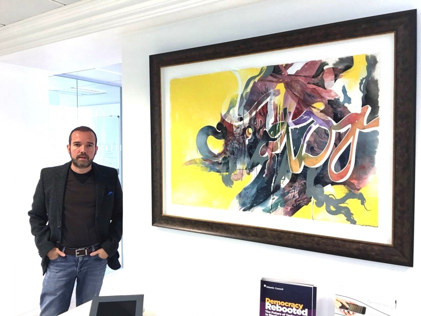 Antonio Mugica with "Yellow" by Hermann Mejia. Courtesy of Antonio Mugica.