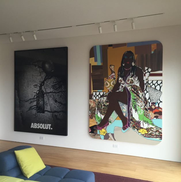 (Left to right) “Absolut Reality” by Hank Willis Thomas and “Love’s Been Good To Me #2” by Mickalene Thomas. Courtesy of Jeffrey N. Dauber.