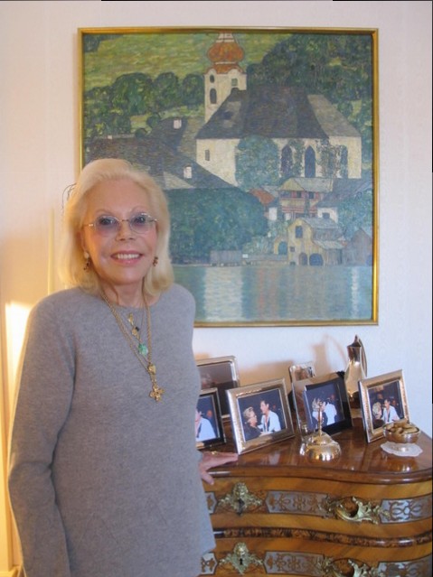 Heidi Goëss-Horten with one of her favorite artworks by Gustav Klimt, Courtesy of Heidi Horten Collection.