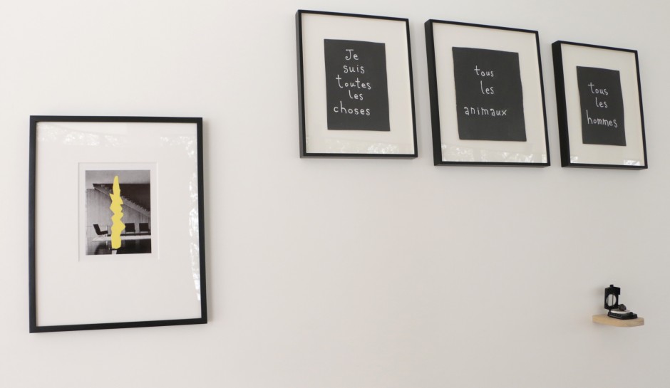 Artworks displayed at home by Terrence Gower (left), Abraham Cruzvillegas (right top) and Joshua Jobb (right below). Courtesy of Patricia Martín.