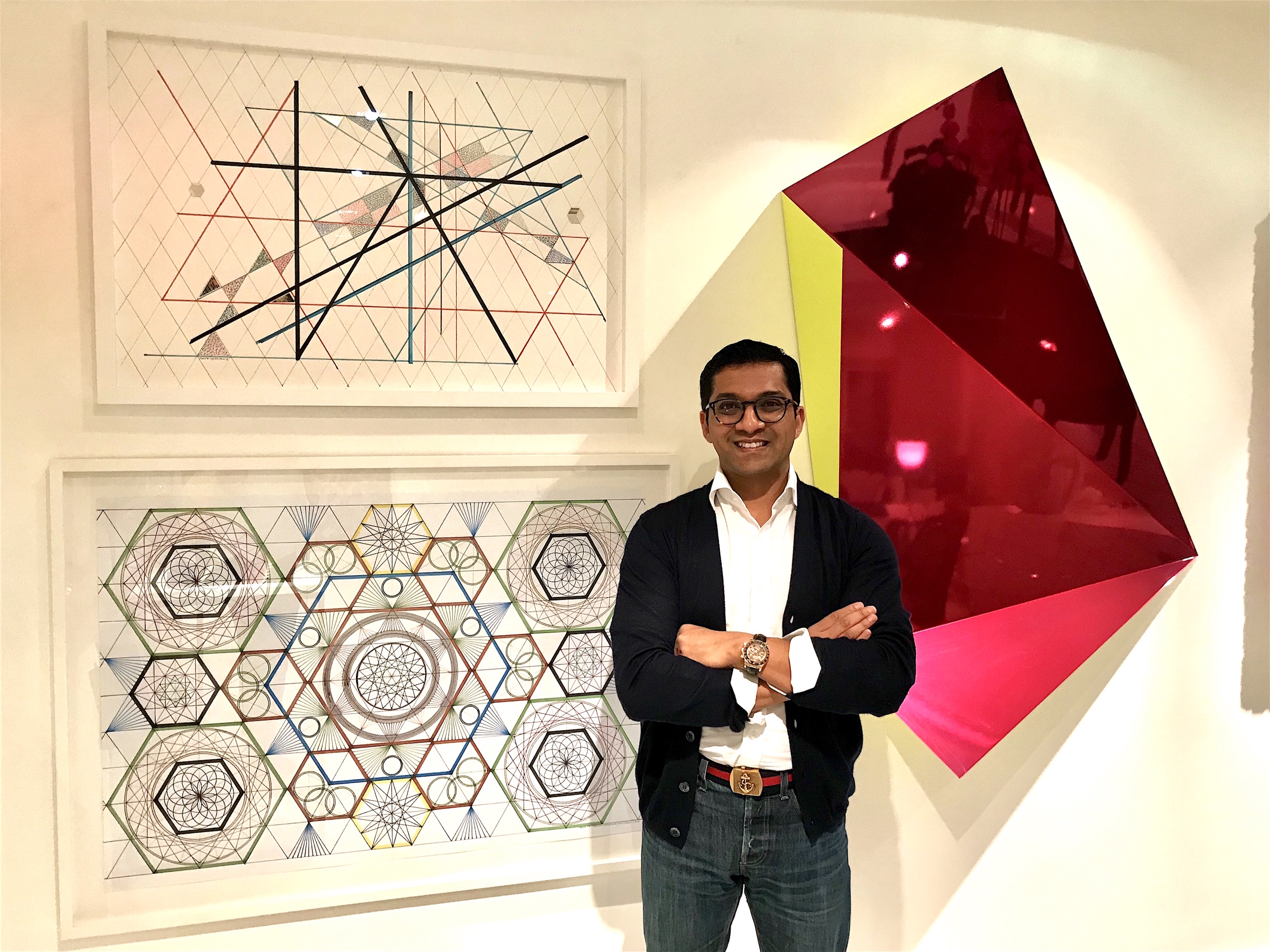 Artworks by Monir Farmanfarmaian (left) and Rana Begum (right). Courtesy of Shohidul Ahad-Choudhury.