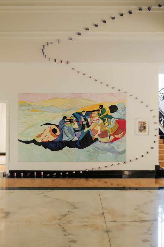 Anas Albraehe, "Untitled" (from The Dreamers series), 2023, oil on canvas, 400 × 250 cm. Courtesy of the collector.