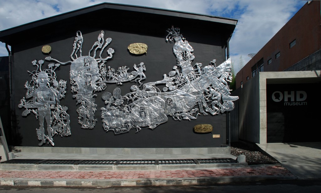 OHD Museum, Magelang, Central Java, Indonesia. The Facade by Entamh Wiharso (b.1967), Aluminium Relief. Courtesy of Dr Oei Hong Djien. 