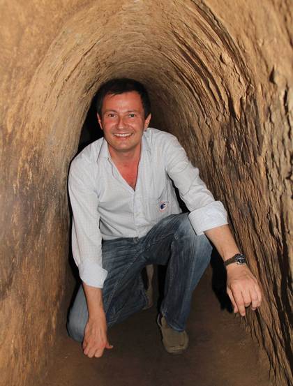 Portrait of Adrian Jones in the underground tunnels of Cu Chi, Vietnam. Photo by Stephan Memmen. Courtesy Adrian Jones.