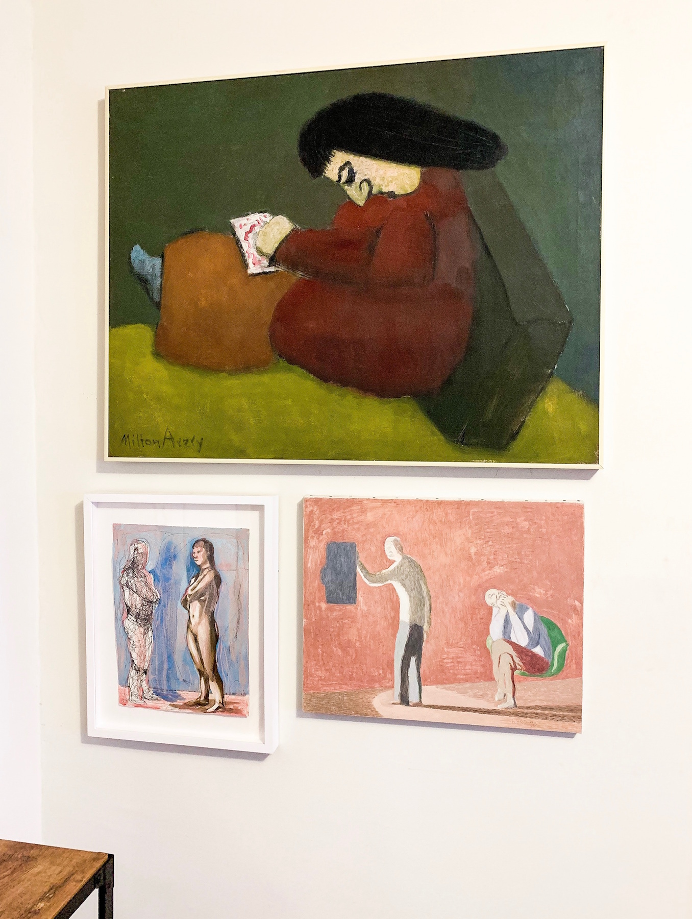 Top: Milton Avery; bottom left: Nicole Eisenman; bottom right: David Byrd. Courtesy of Jonathan Travis
