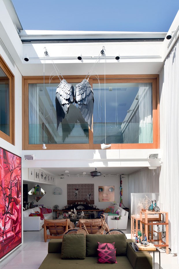 Artworks spanning his 300-square-meter duplex apartment in Leblon in Rio de Janeiro. Courtesy of Fabio Szwarcwald.