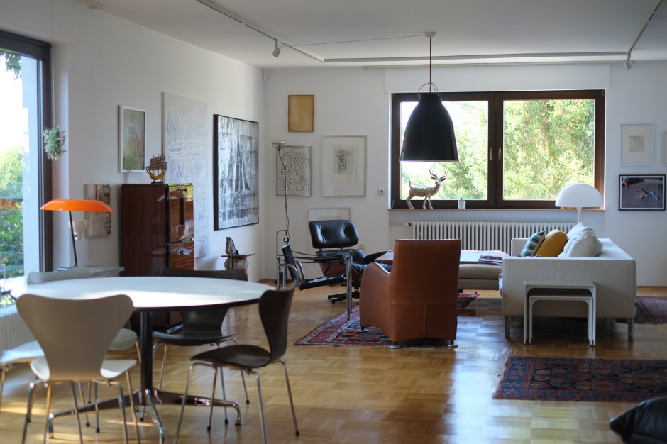 Jakob's art-filled living room. Courtesy of Jakob Buus Madsen. 