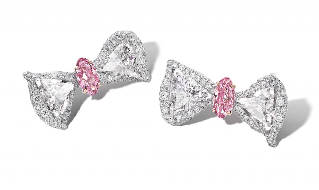 0.7 carat pink diamond ribbon earrings