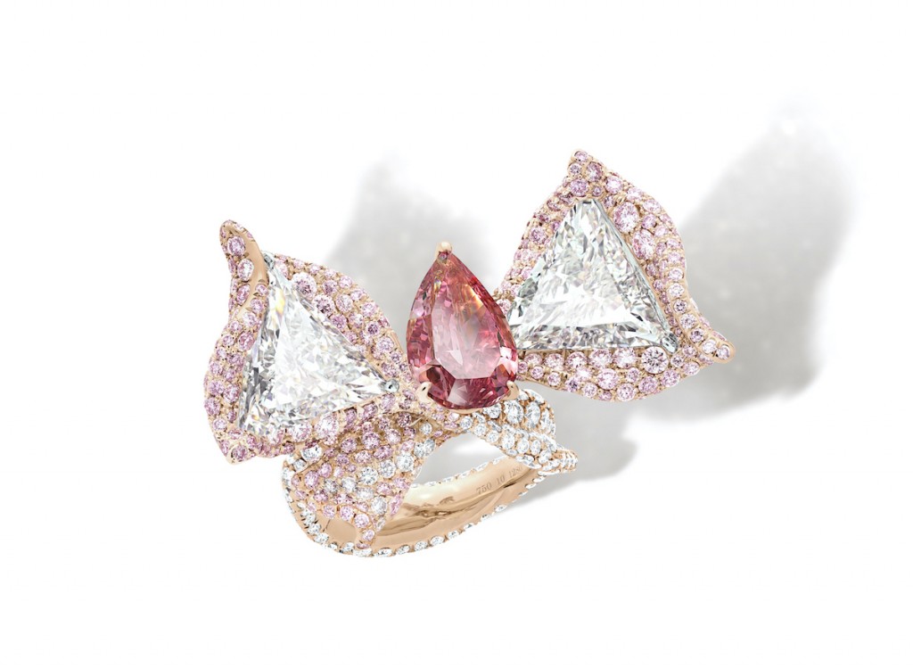 3.31 carat pink diamond ribbon ring